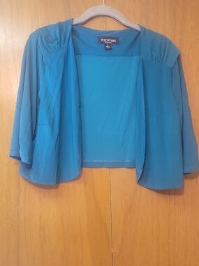 Perceptions Teal Open-Front Women's Shrug